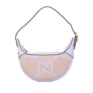 Gucci Jumbo GG Bag handbag Hobo Shoulder purple Beige Tan canvas leather
